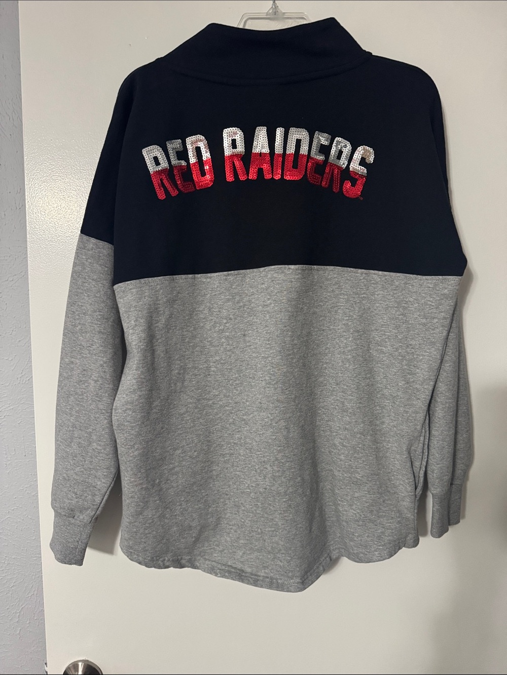 Women’s Texas Tech Two-Tone Quarter-Zip Pullover Sequins- Black & Gray - Picture 2 of 3